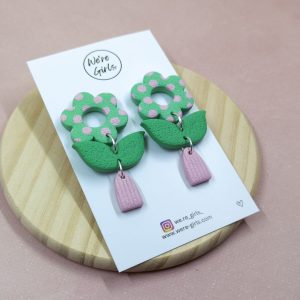Flora Dangles Green and Pink